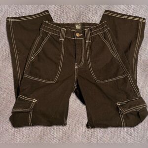 BDG Women’s Black Cargo Pants with Contrast Stitching